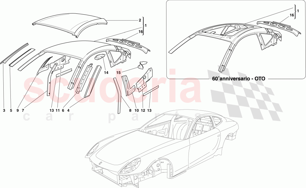 BODYSHELL - ROOF of Ferrari Ferrari 612 Scaglietti