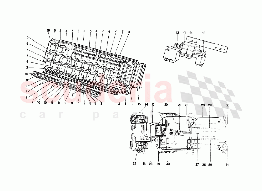 Electrical System - Fuses and Relays of Ferrari Ferrari 288 GTO