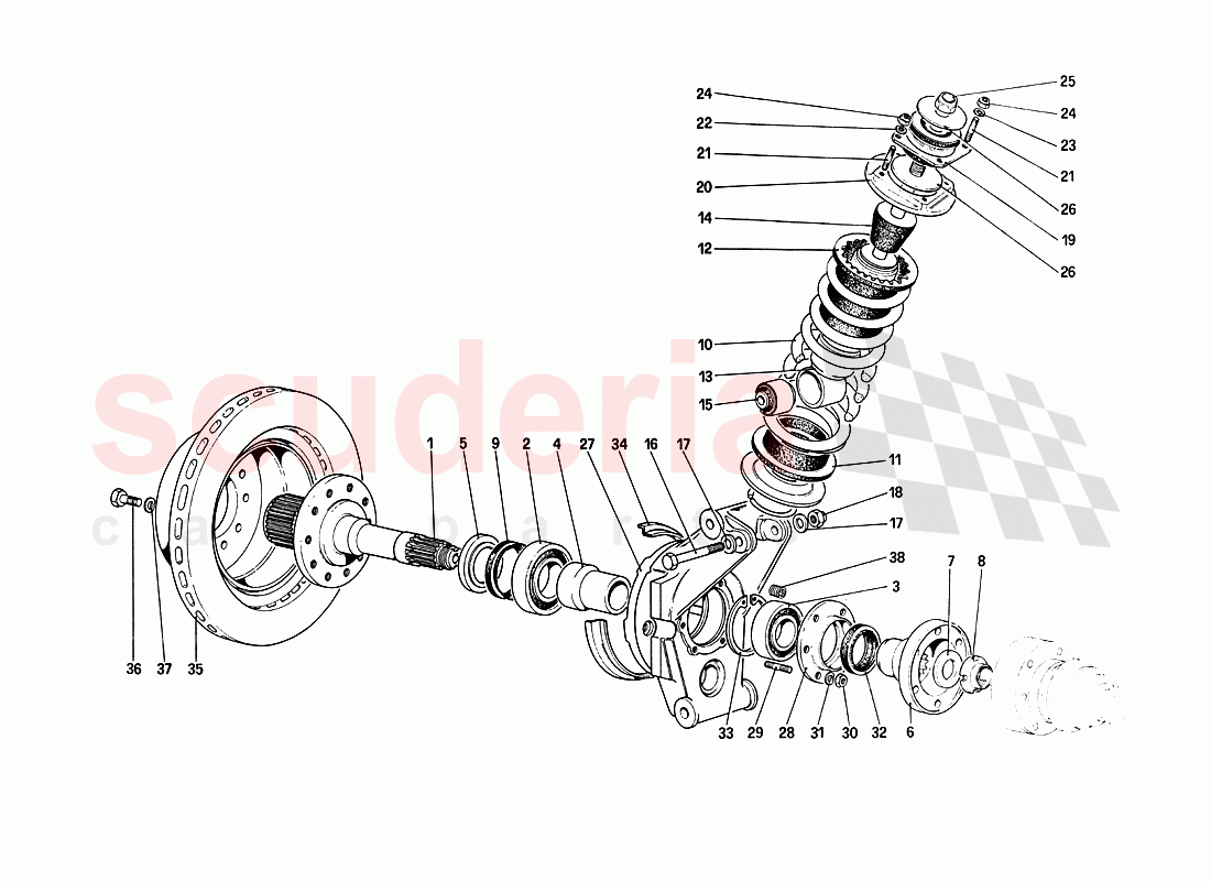 Rear Suspension -Shock Absorber and Brake Disc of Ferrari Ferrari 288 GTO