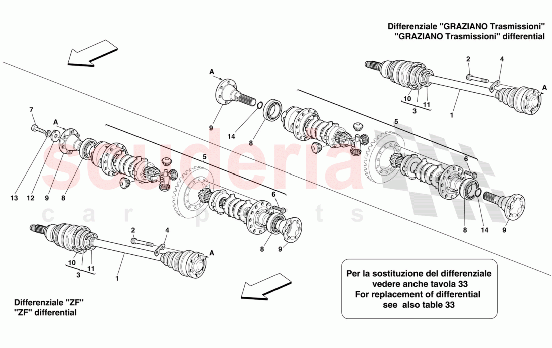 DIFFERENTIAL AND AXLE SHAFT -Not for 456M GTA- of Ferrari Ferrari 456 M GT/GTA