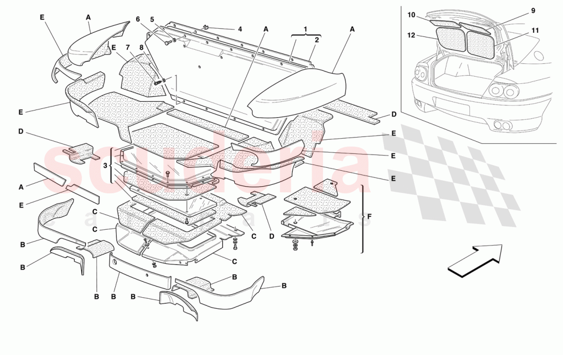 TRUNK HOOD INSULATIONS -Valid for 456M GTA- of Ferrari Ferrari 456 M GT/GTA