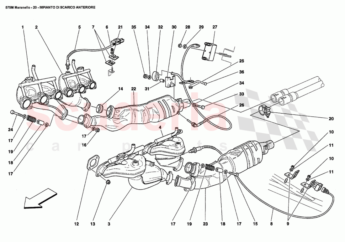 FRONT EXHAUST SYSTEM of Ferrari Ferrari 575M Maranello