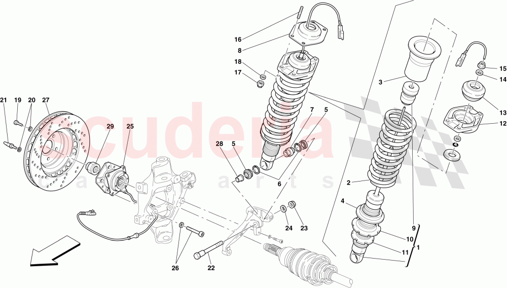 REAR SUSPENSION - SHOCK ABSORBER AND BRAKE DISC of Ferrari Ferrari 612 Scaglietti