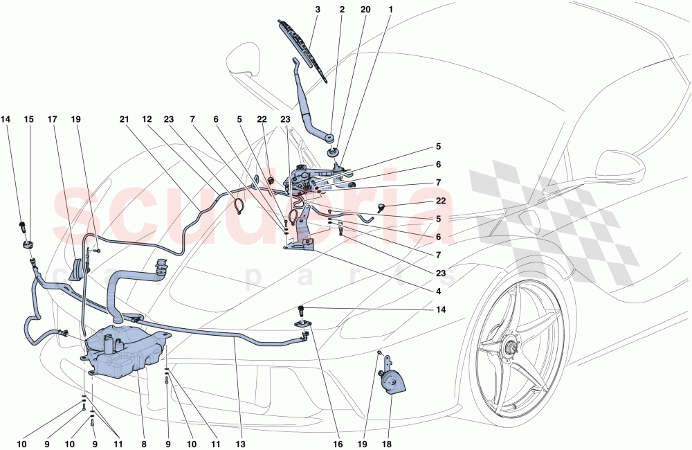 WINDSCREEN WIPER, WINDSCREEN WASHER AND HORNS of Ferrari Ferrari LaFerrari Aperta