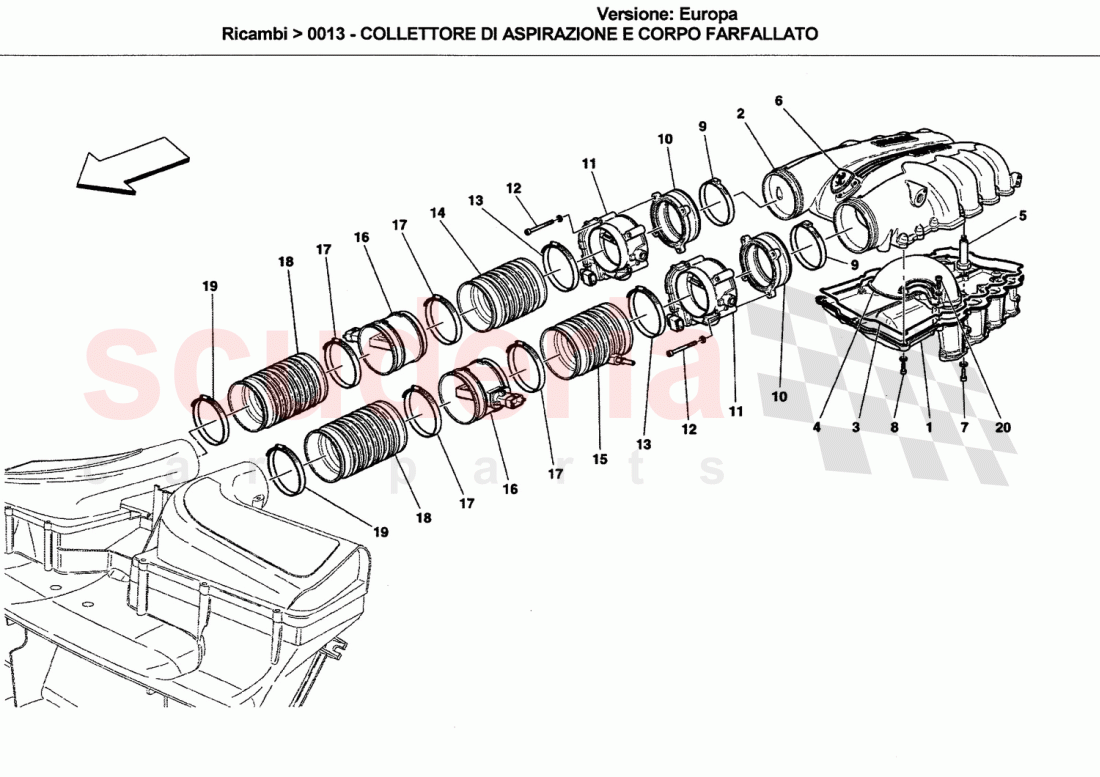 INTAKE MANIFOLD AND THROTTLE BODY of Ferrari Ferrari California (2008-2011)