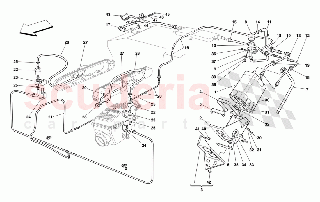 ANTIEVAPORATION DEVICE -Valid for USA M.Y. 2000, USA M.Y. 2001, CDN M.Y. 2000 and CDN M.Y. 2001- of Ferrari Ferrari 456 M GT/GTA