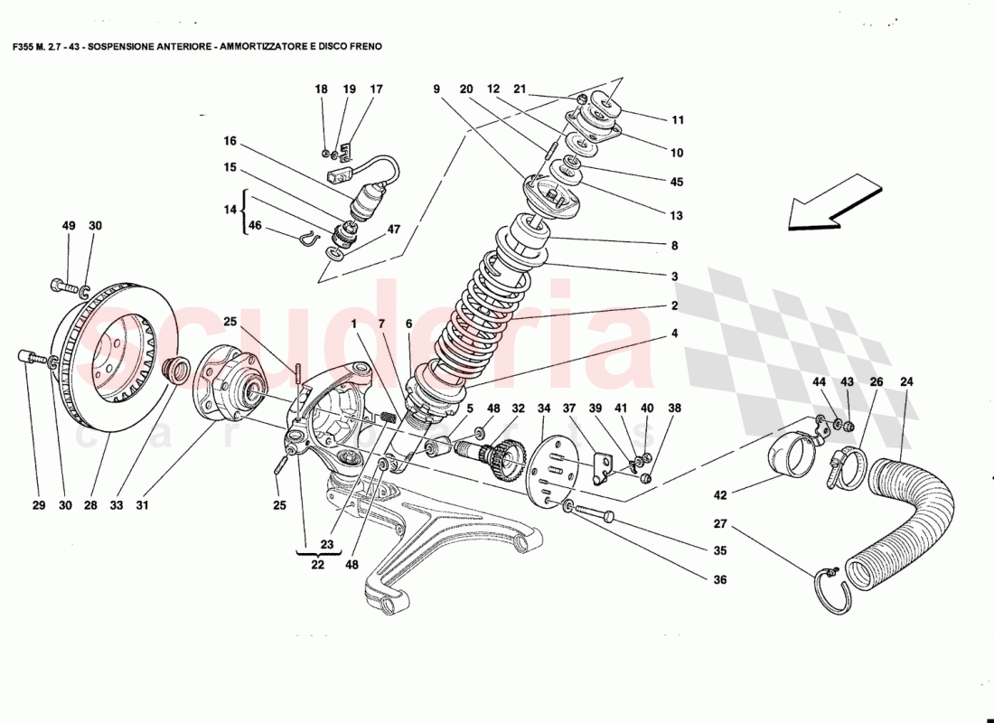 FRONT SUSPENSION - SHOCK ABSORBER ANO BRAKE DISC of Ferrari Ferrari 355 (2.7 Motronic)