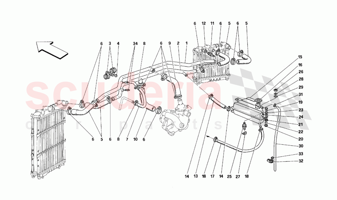 COOLING SYSTEM of Ferrari Ferrari 348 (2.7 Motronic)