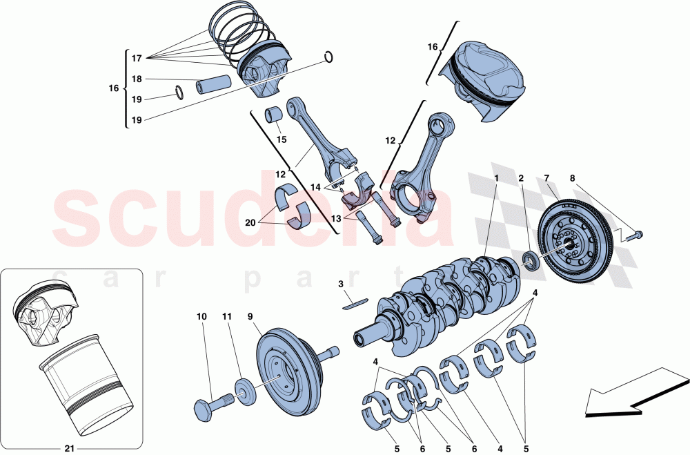 CRANKSHAFT - CONNECTING RODS AND PISTONS of Ferrari Ferrari 458 Speciale