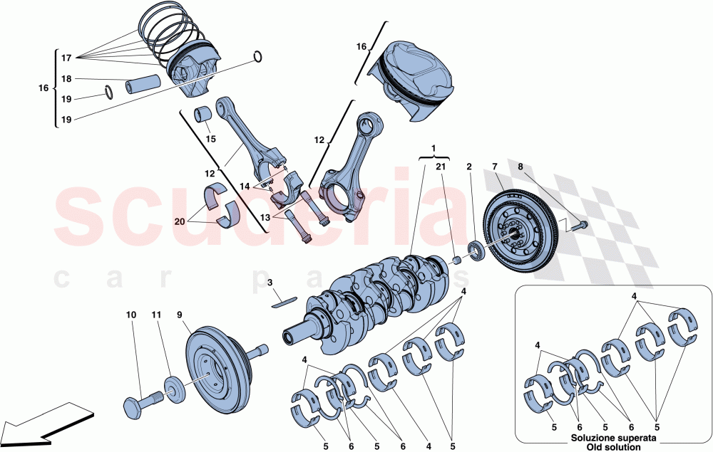 CRANKSHAFT - CONNECTING RODS AND PISTONS of Ferrari Ferrari 458 Italia