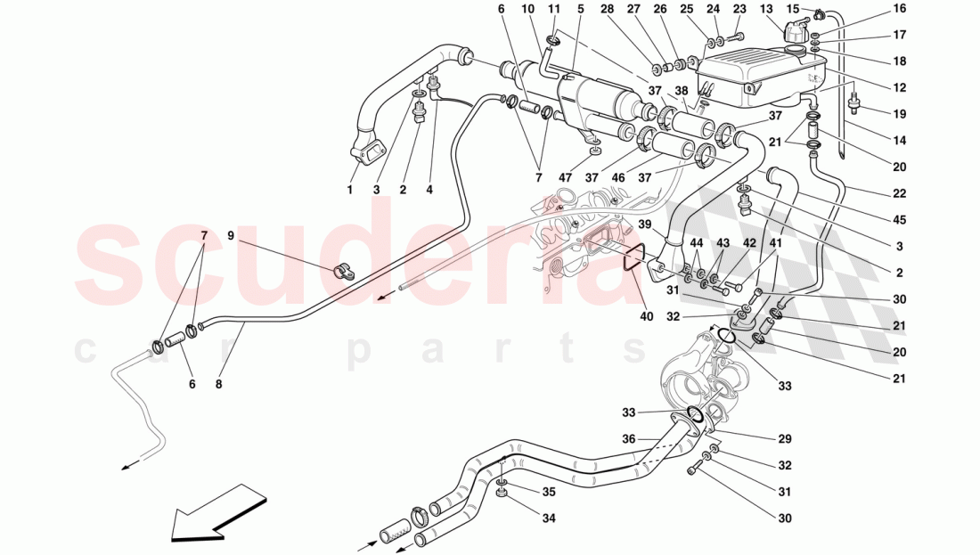 COOLING - NOURICE, HEAT EXCHANGER AND PIPES of Ferrari Ferrari F50