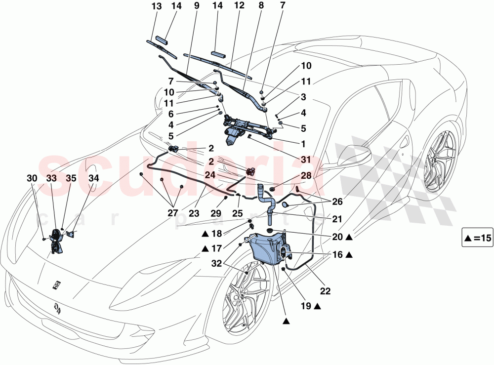 WINDSCREEN WIPER, WINDSCREEN WASHER AND HORNS of Ferrari Ferrari 812 Superfast/GTS