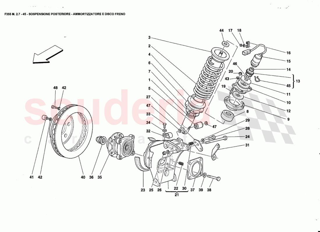 REAR SUSPENSION - SHOCK ABSORBER ANO BRAKE DISC of Ferrari Ferrari 355 (2.7 Motronic)