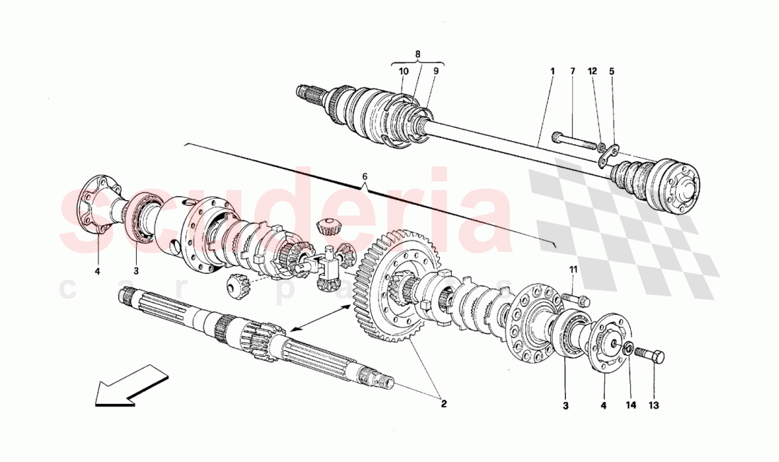 DIFFERENTIAL AND AXLE SHAFT of Ferrari Ferrari 348 (2.7 Motronic)