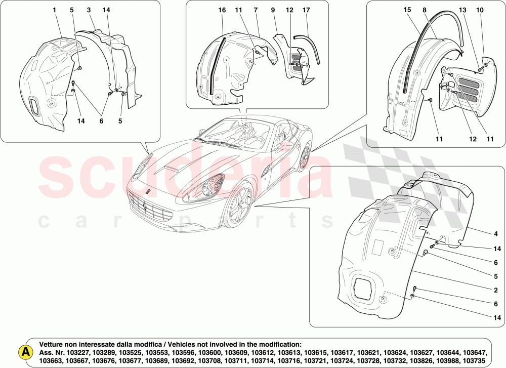 WHEELHOUSES AND DOORS of Ferrari Ferrari California (2012-2014)