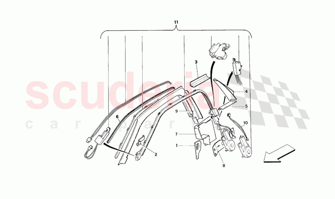 Passive safety belts system -Valid for USA- of Ferrari Ferrari 512 M