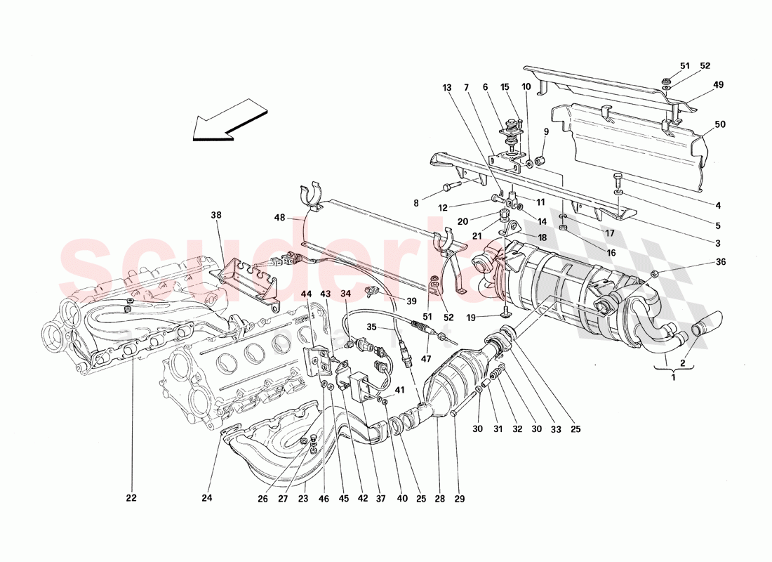 Exhaust System - Valid for USA Spyder of Ferrari Ferrari 348 TS (1993)