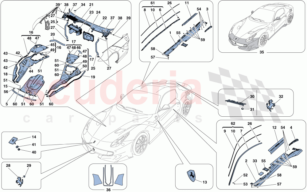 SHIELDS - EXTERNAL TRIM of Ferrari Ferrari F12 TDF