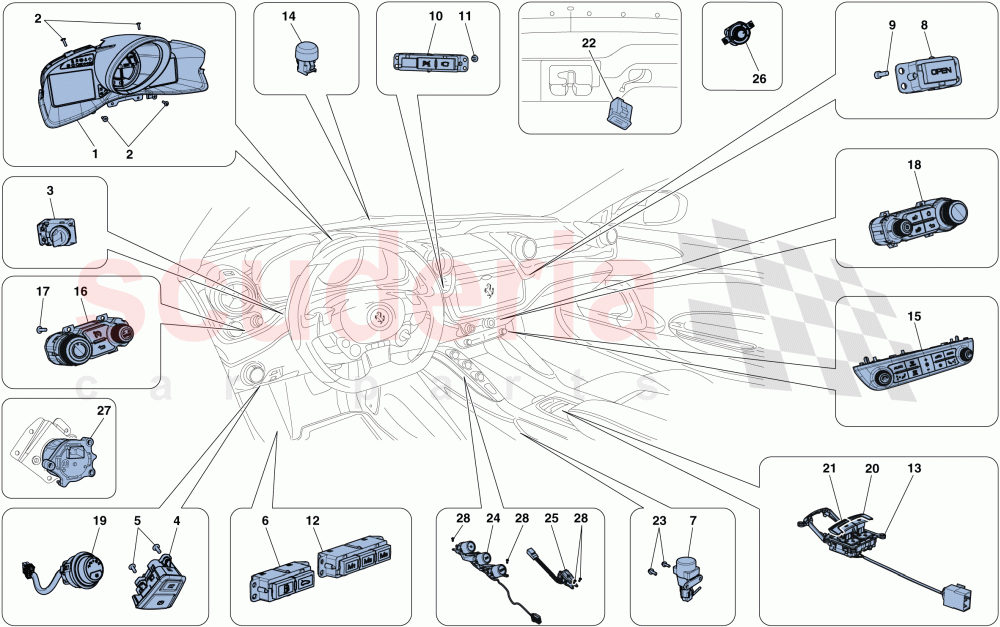 DASHBOARD AND TUNNEL INSTRUMENTS of Ferrari Ferrari GTC4Lusso