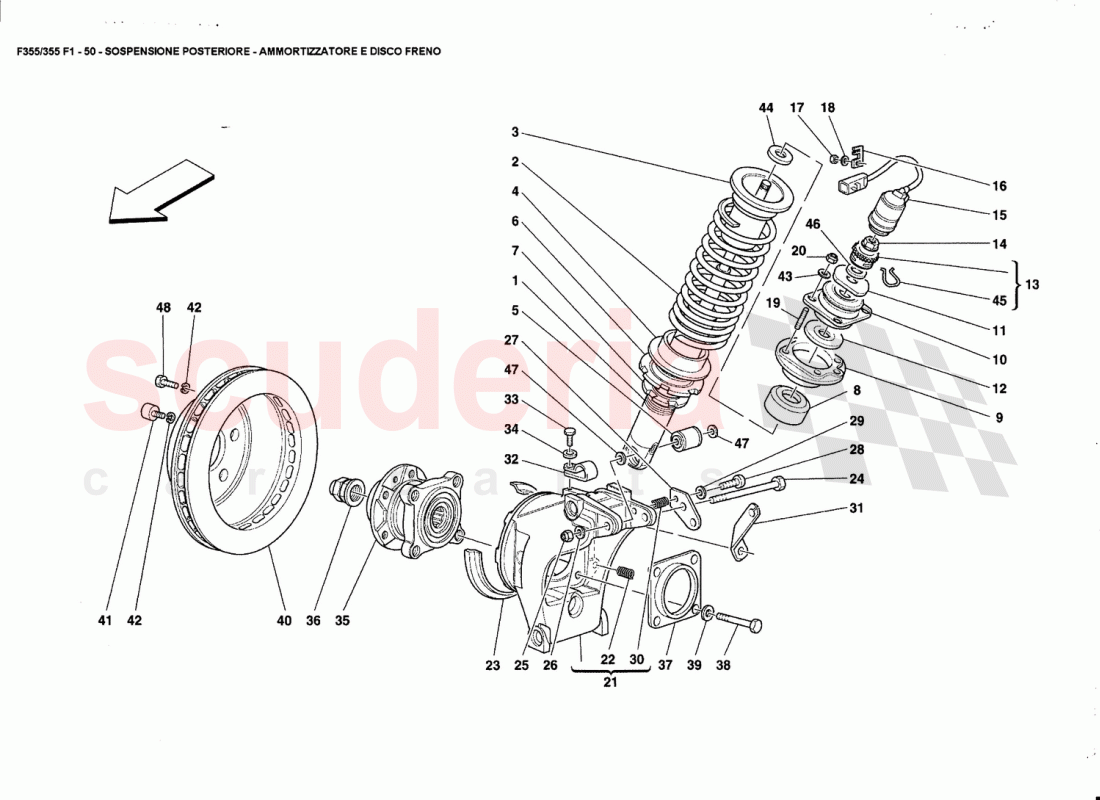 REAR SUSPENSION - SHOCK ABSORBER ANO BRAKE DISC of Ferrari Ferrari 355 (5.2 Motronic)