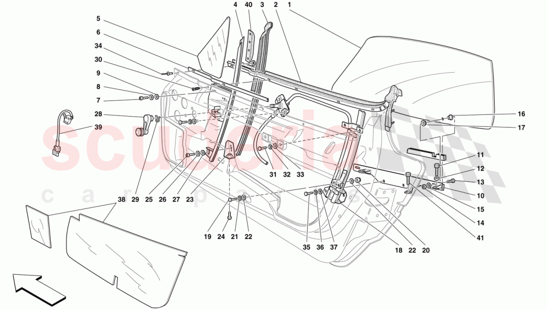 DOORS - GLASS LIFTING DEVICE of Ferrari Ferrari F50