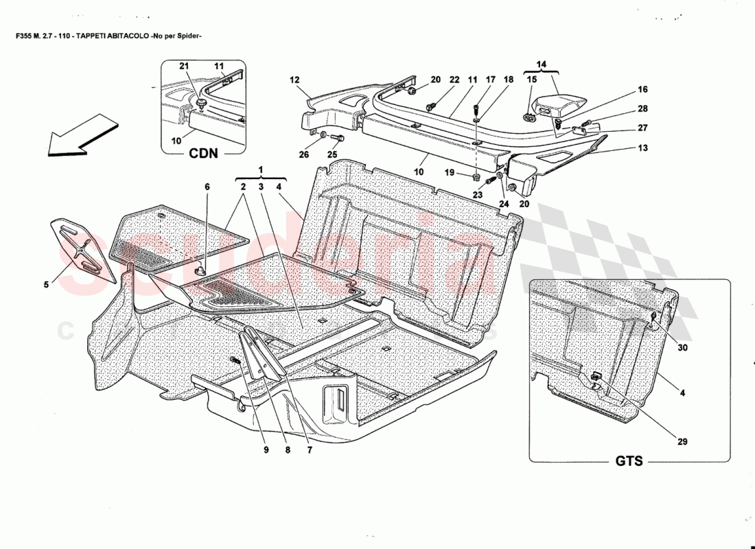 PASSENGERS COMPARTMENT CARPETS -Nat far Spider- of Ferrari Ferrari 355 (2.7 Motronic)