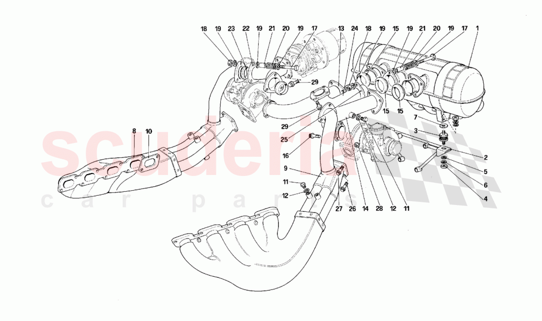 Exhaust system -Not for cars with catalyst- of Ferrari Ferrari F40