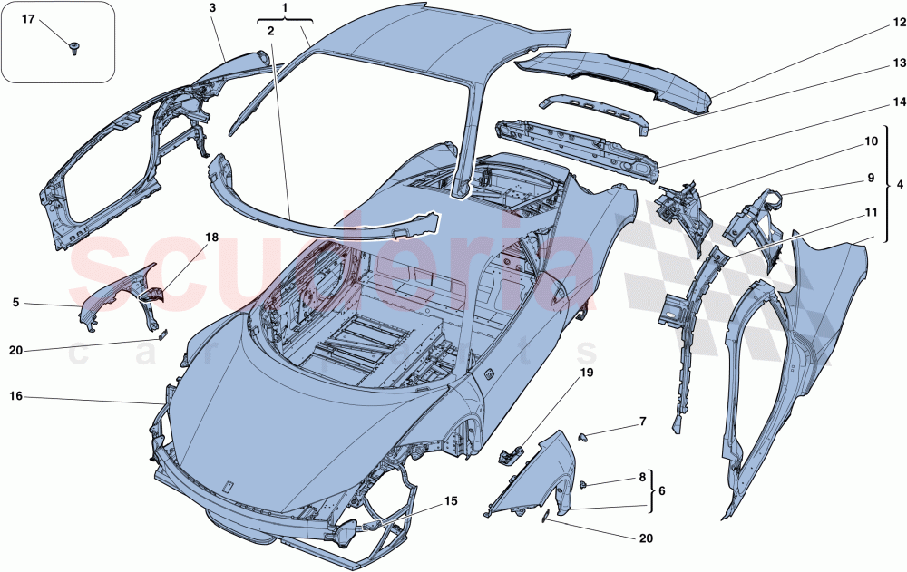 BODYSHELL - EXTERNAL TRIM of Ferrari Ferrari 458 Speciale