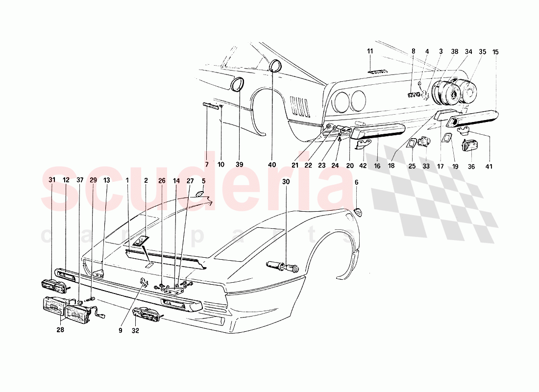 Bumpers - Lights - Outer Name of Ferrari Ferrari 288 GTO