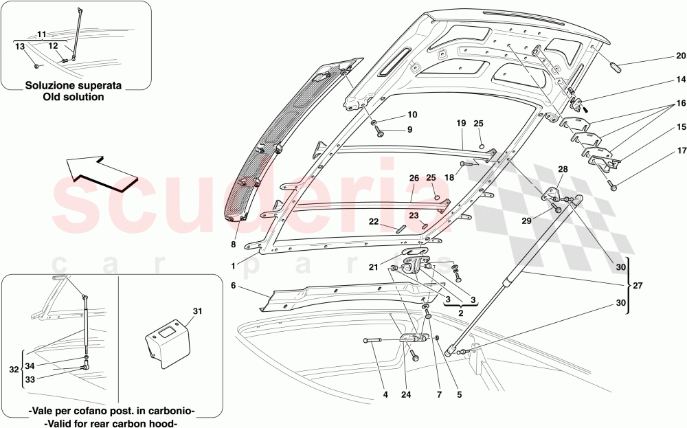 ENGINE COMPARTMENT LID -Not for Spider 16M- of Ferrari Ferrari 430 Scuderia