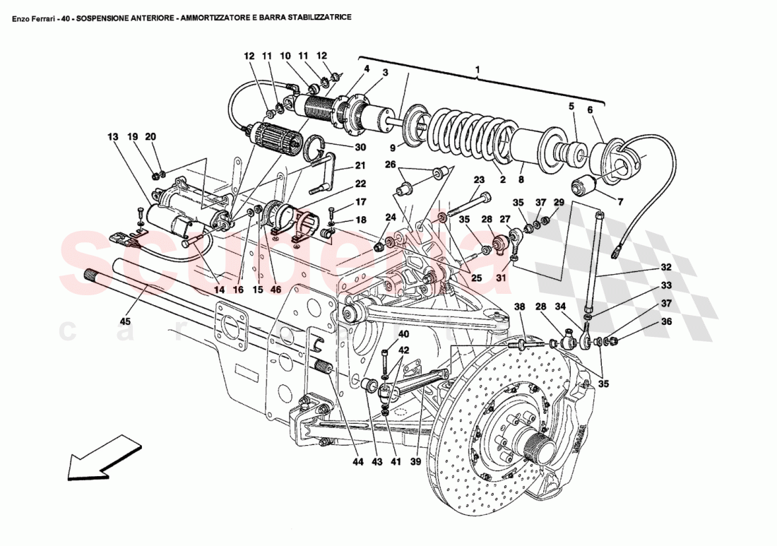 FRONT SUSPENSION - SHOCK ABSORBER AND STABILIZER BAR of Ferrari Ferrari Enzo