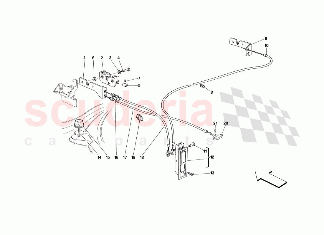 Opening Device for Front Hood of Ferrari Ferrari 348 TS (1993)