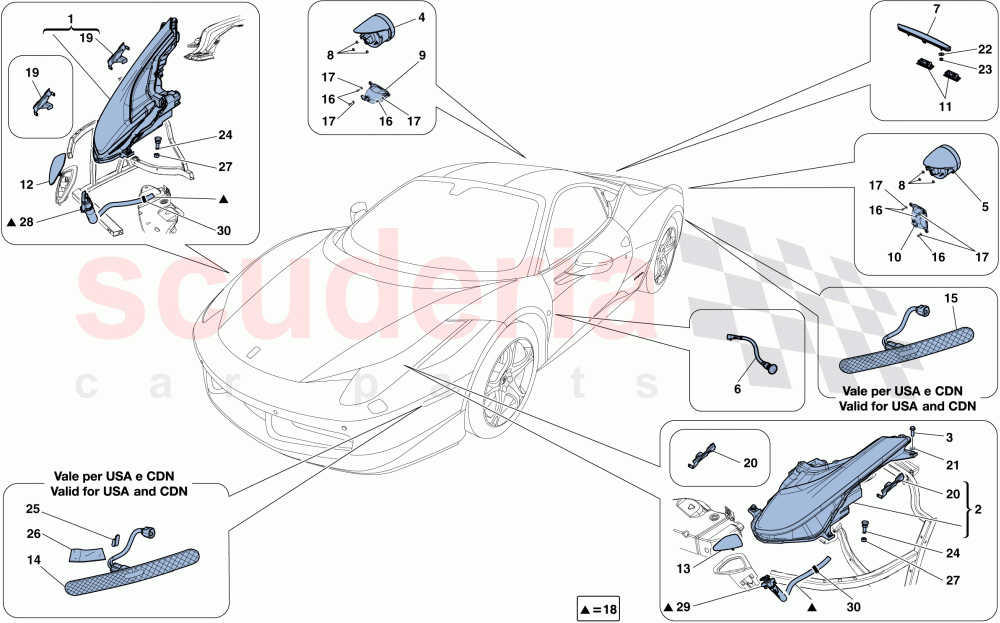 HEADLIGHTS AND TAILLIGHTS of Ferrari Ferrari 458 Italia