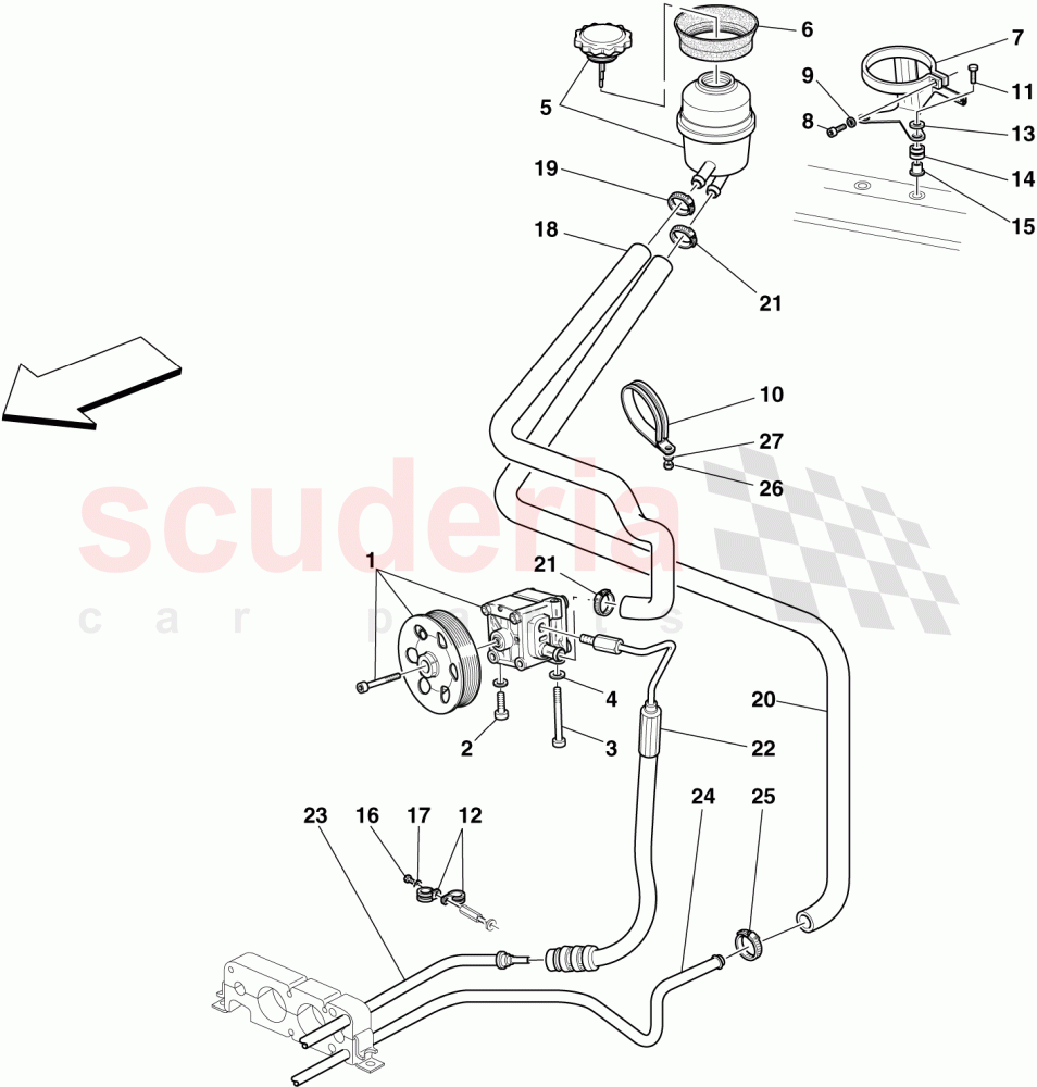 POWER STEERING PUMP AND RESERVOIR of Ferrari Ferrari 430 Scuderia Spider 16M