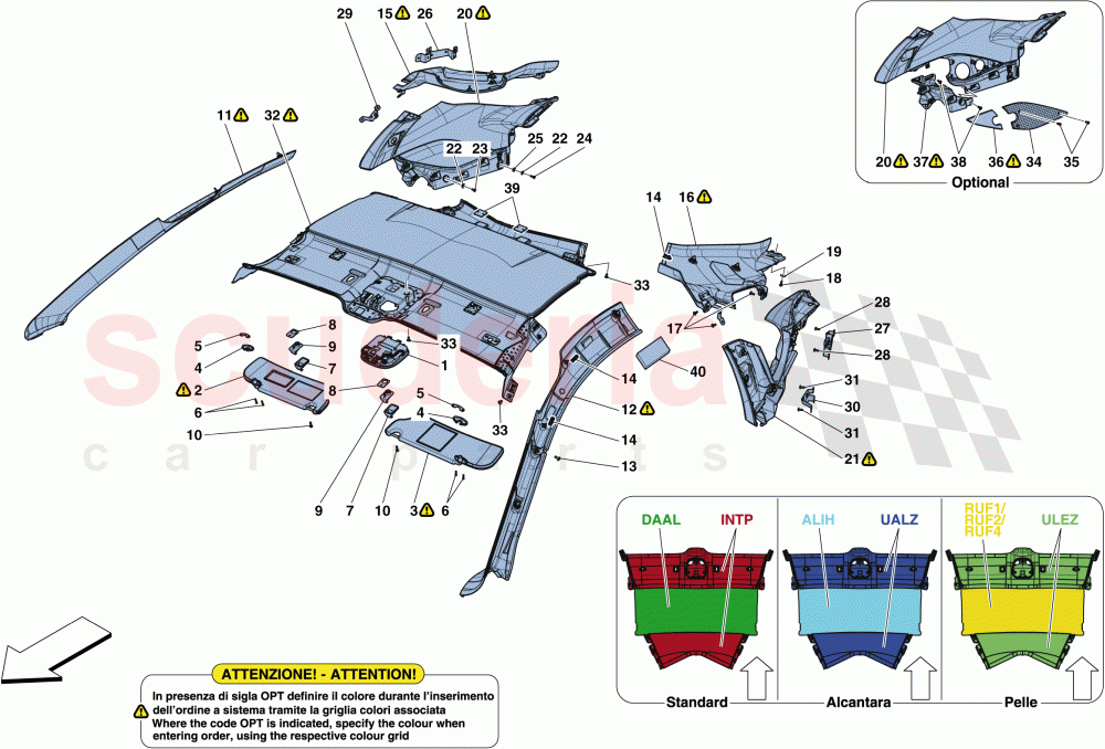 HEADLINER TRIM AND ACCESSORIES of Ferrari Ferrari 812 Superfast/GTS