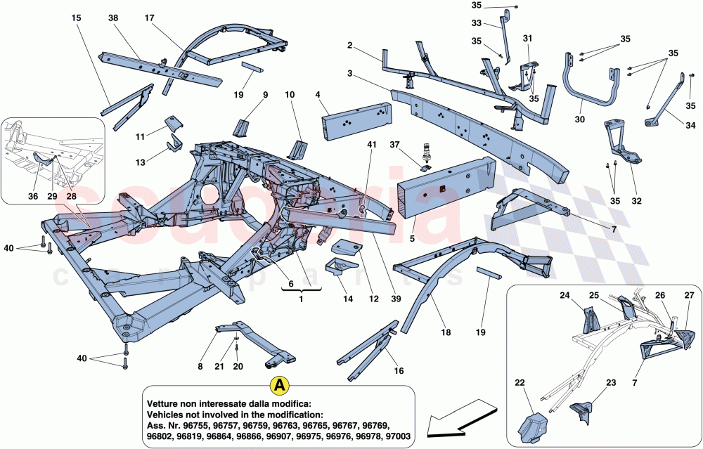 CHASSIS - STRUCTURE, REAR ELEMENTS AND PANELS of Ferrari Ferrari 458 Italia