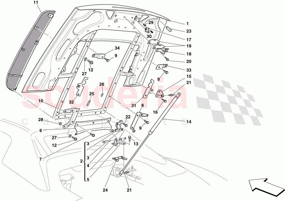 ENGINE COMPARTMENT LID -Applicable for Spider 16M- of Ferrari Ferrari 430 Scuderia Spider 16M