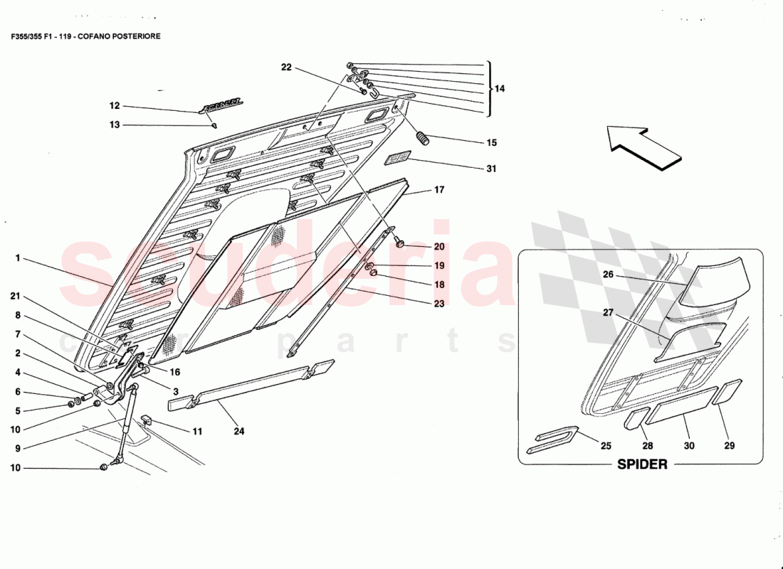 REAR HOOD of Ferrari Ferrari 355 (5.2 Motronic)