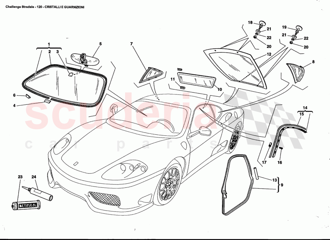 GLASSES AND GASKETS of Ferrari Ferrari 360 Challenge Stradale