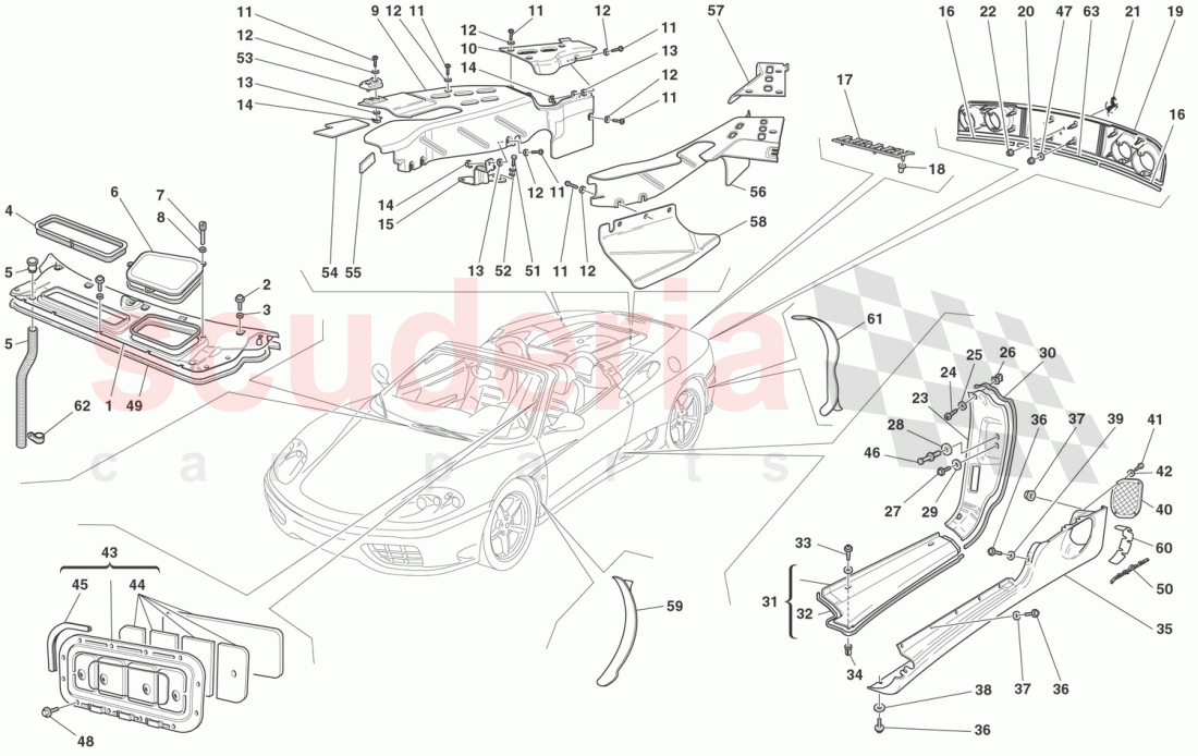 SHIELDS - OUTSIDE FINISHING of Ferrari Ferrari 360 Spider