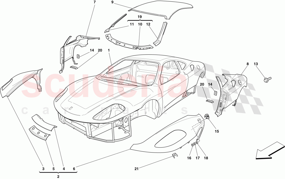 BODYSHELL - EXTERIOR TRIM -Not for Spider 16M- of Ferrari Ferrari 430 Scuderia Spider 16M