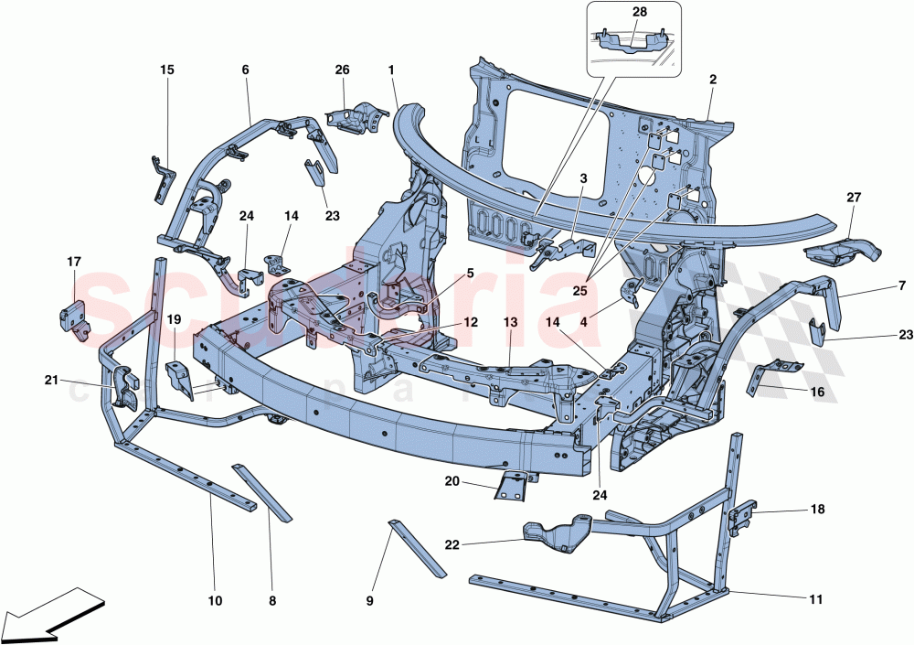 CHASSIS - COMPLETE FRONT STRUCTURE AND PANELS of Ferrari Ferrari 488 Spider