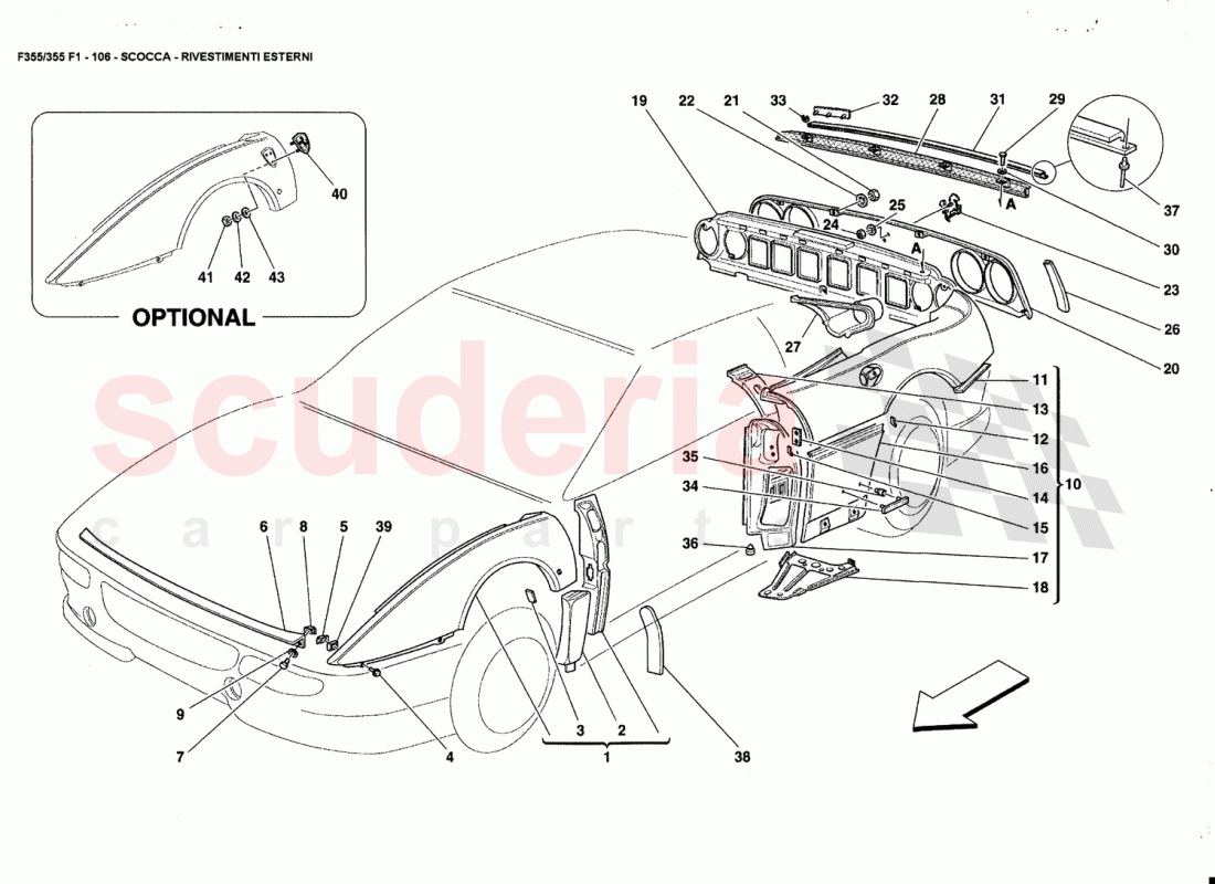 BODY-OUTER TRIMS of Ferrari Ferrari 355 (5.2 Motronic)