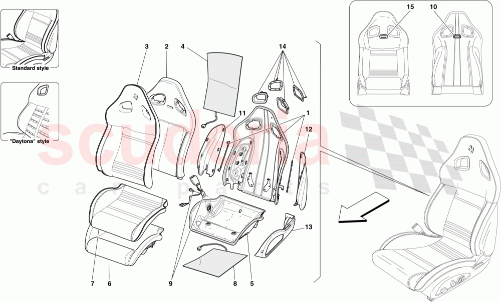 FRONT SEAT - TRIM AND INTERNAL COMPONENTS of Ferrari Ferrari 599 GTO