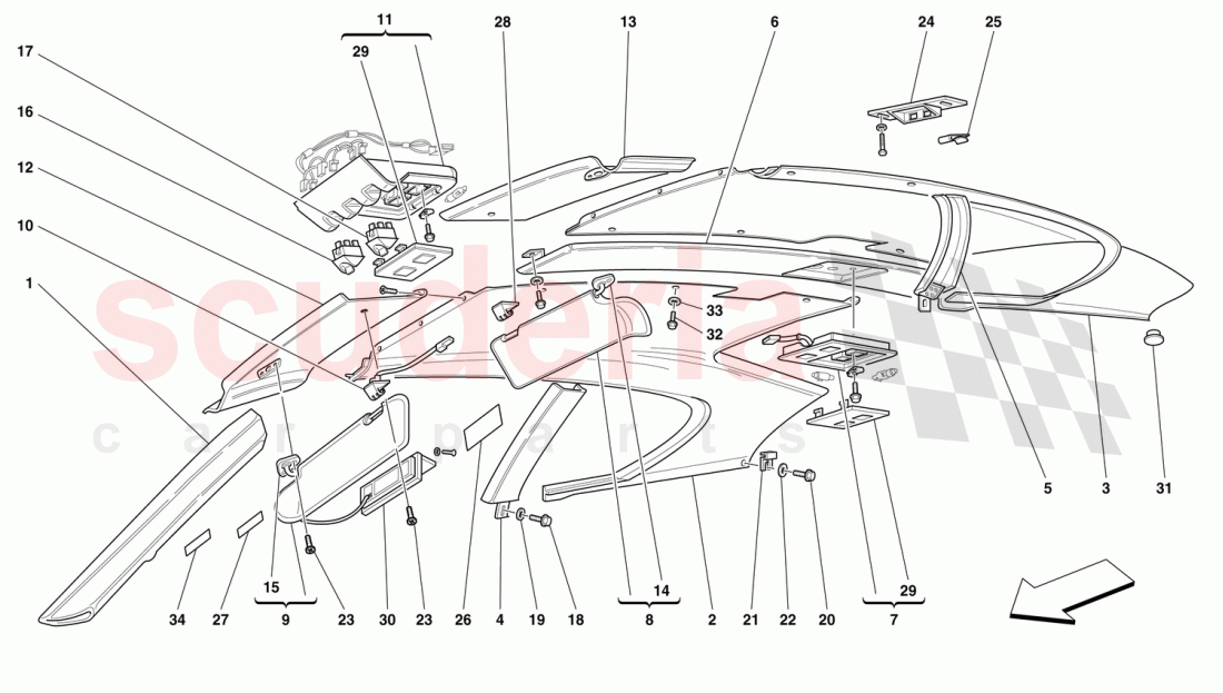 ROOF PANEL UPHOLSTERY AND ACCESSORIES of Ferrari Ferrari 456 GT/GTA