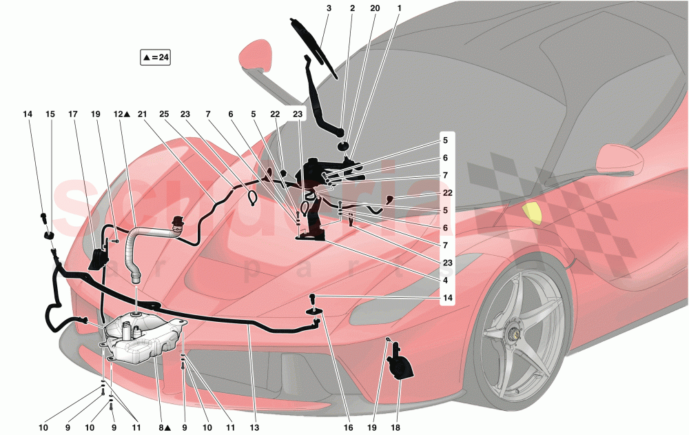 WINDSCREEN WIPER, WINDSCREEN WASHER AND HORNS of Ferrari Ferrari LaFerrari