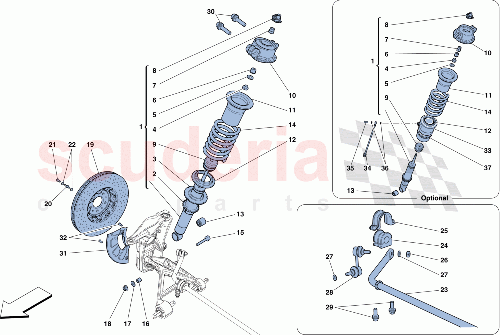 FRONT SUSPENSION - SHOCK ABSORBER AND BRAKE DISC of Ferrari Ferrari 458 Italia