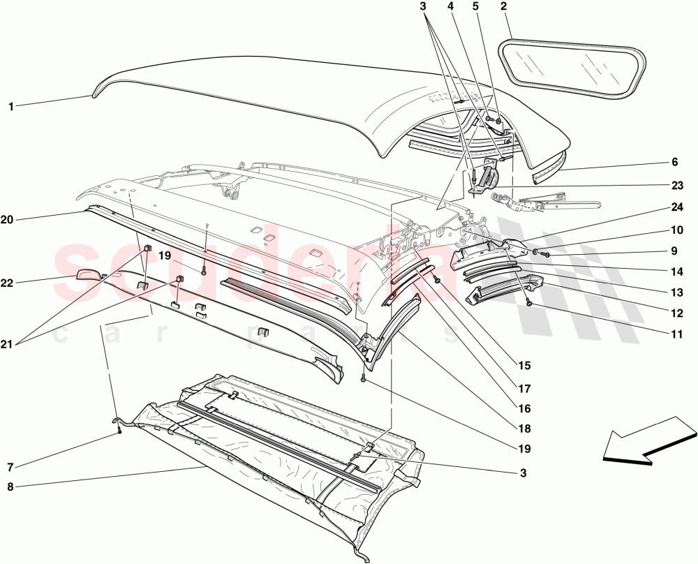 ROOF CANVAS - SEALS - MOULDINGS of Ferrari Ferrari 430 Spider