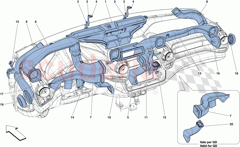 DASHBOARD AIR DUCTS of Ferrari Ferrari GTC4Lusso