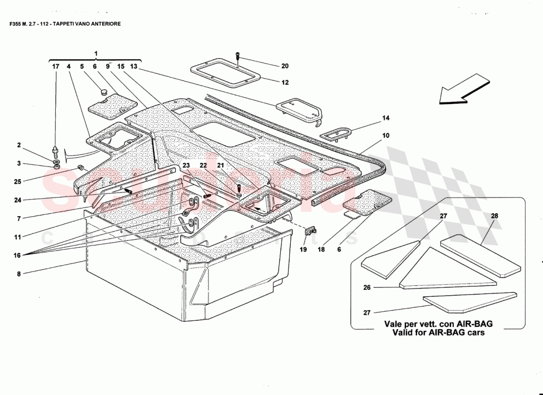 FRONT COMPARTMENT CARPETS of Ferrari Ferrari 355 (2.7 Motronic)